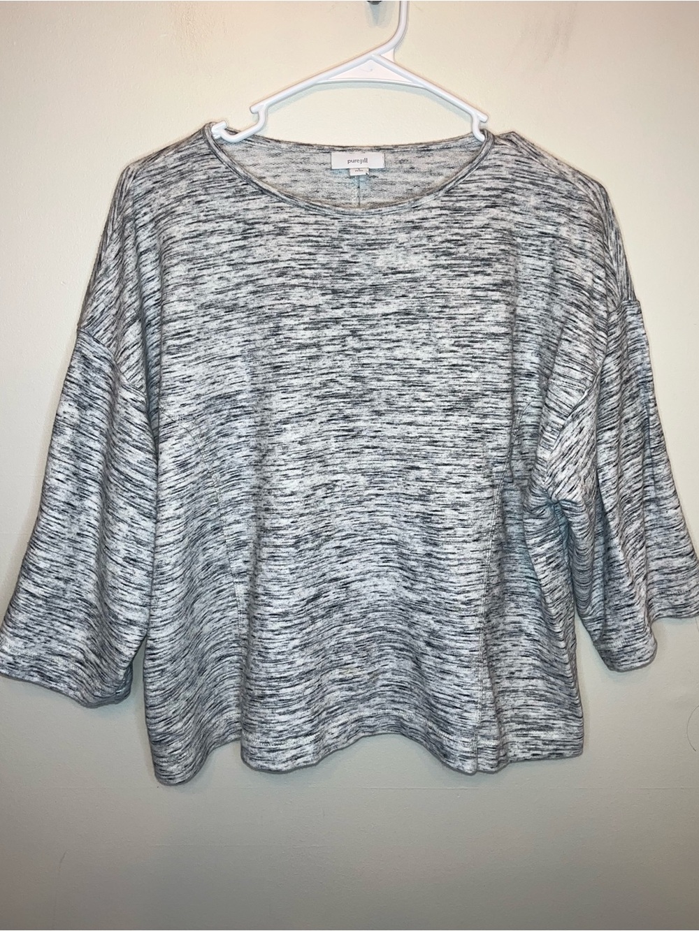 Ava & Viv Gray Space-Dye Relaxed Crew Pullover